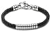 Sterling Silver Men's Stratus Design Leather Bracelet by Zina, 8.5