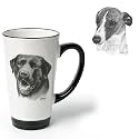 Porcelain Funnel Cup with Whippet (6 inch, Black and white)