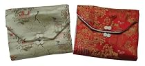 Chinese brocade jewelry roll - set of 2 assorted colors