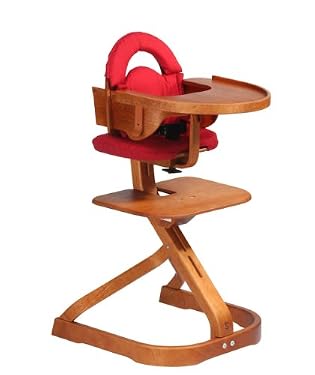 Svan Cherry Highchair with Cushions & Tray Cover - Red Cushion