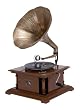 Antique Replica RCA Victor Phonograph Gramophone with Large Engraved Brass Horn