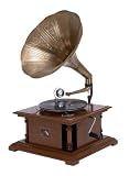 Antique Replica RCA Victor Phonograph Gramophone with Large Engraved Brass Horn