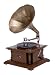 Antique Replica RCA Victor Phonograph Gramophone with Large Engraved Brass Horn