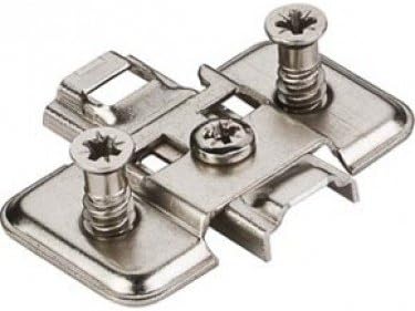 12 Pack - 0mm Clip On Adjustable Plate Hinge with Euro Screws For Frameless (European) Construction