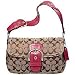 Coach Signature Pocket Flap Hobo Handbag Khaki Pink Berry 11862
