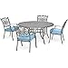 Hanover TRADDN5PCG-BLU Traditions Blue with 48 in. Glass-top Table Outdoor Patio 5 Piece Dining Set, Bronze Frame,