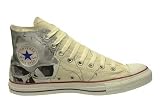 Converse Chuck Taylor All Star Hi Top Custom Unbleached White Skulls Hand Painted