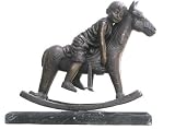 Boy Sleeping on Rocking Horse Bronze Statue on Marble Base