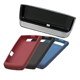 Blackberry Charging Pod with Dark Red, Black and Dark Blue Silicone Skin Case for Blackberry Storm2 9550 9520