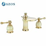 AZOS 靑色大理石 金色 洗面用蛇口 バスルーム用混合水栓 手洗い設備 台付 滝型 冷熱水混合水栓 MPSK037-3