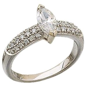 14K White Gold Marquise Cut Diamond Engagement Ring (Center stone is not included)