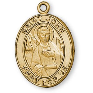 12K Yellow Gold Filled St John the Evangelist Medal and 24 Chain