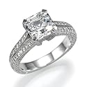 Platinum Engagement Ring with Diamonds on Band