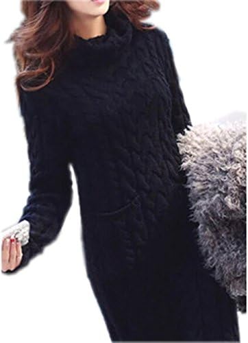 HYBamnbo Womens Winter Long Slit Turtleneck Dress Knit Pullover Sewater