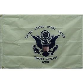 3'x5' Nylon Coast Guard Flag -Indoor With Pole Hem & Gold Fringe