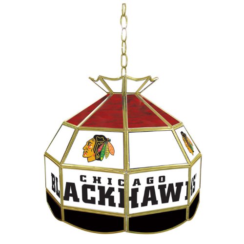 Trademark NHL Chicago Blackhawks stained glass Tiffany lamp - 16-inch