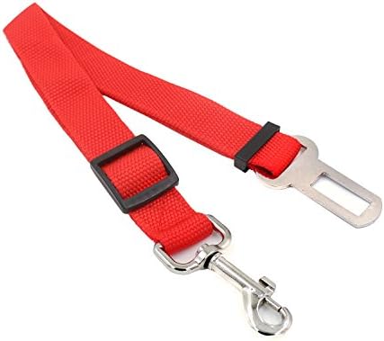 Rocy Adjustable Nylon Dog Car Seat Belt (19.7-- 29.5in) (Red)