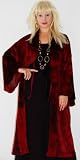 RED KIMONO JACKET SMOCKED VELVET PLUS Fits - 2X 3X 4X - E733S