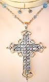 41MXQo5u2bL. SL160  Ab Blue Stones Cross Necklace Earring Set