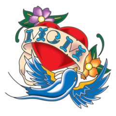 Mom Heart Bird Temporary Tattoo 3x3