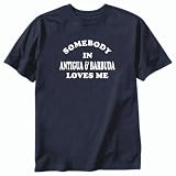 T-Shirt Navy Blue  Somebody In Antigua & Barbuda Loves Me  Country
