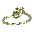 10K Diamond Double Heart Shaped Ring in Yellow Gold