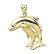 14kt Yellow Gold Mother and Baby Dolphin Charm Pendant