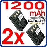 2x {TWO PACK} 1200mah Li-Ion Replacement NB-2L / NB-2LH Battery for Canon EOS 350D S50 S60 S70 S80 Digital Camera