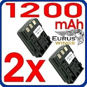 2x {TWO PACK} 1200mah Eurus Li-Ion Replacement NB-2L / NB-2LH Battery for Canon EOS 350D S50 S60 S70 S80 Digital Camera
