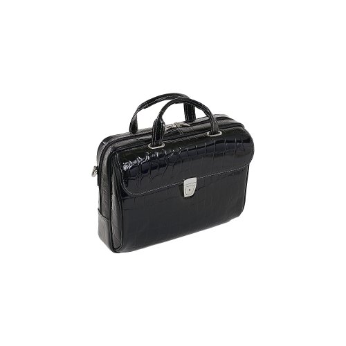 Siamod 35515 Ignoto Italian Leather Large Ladies Laptop Brief (Black)