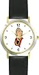 Hands in Prayer Christian Theme - WATCHBUDDY&reg; DELUXE TWO-TONE THEME WATCH - Arabic Numbers - Black Leather Strap-Children's Size-Small ( Boy's Size & Girl's Size )