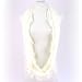 Wide Thin Knit Chain Circle Loop Eternity Scarf Off White