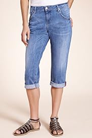 Indigo Collection Slim Leg Cropped Boyfriend Denim Jeans