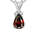 1.56 cttw Genuine Garnet and Diamond Pendant - 14kt White or Yellow Gold