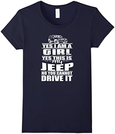 Women's Jeep Girl T-shirt - Yes I am a girl Medium Navy