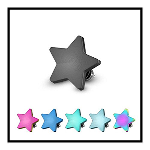 Surgical Steel Over Titanium Anodized Internally Threaded Flat Star Dermal Top - 14GA (Sold Ind.)