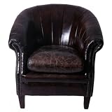 Zoom Produkt-Bild: Echtleder Design Vintage Designsessel Colonel II Clubsessel Antik NEU braun Unikat