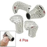 Silver Tone Cobra Head Shaped Car Wheel Tire Valve Stems Cap 4 Pcs