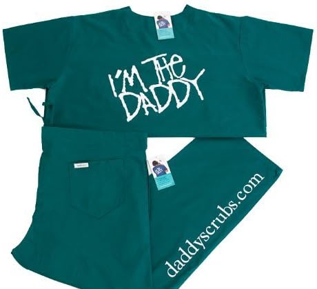 "I'm the Daddy" Scrubs (Medium, Hunter Green Edgy Script)