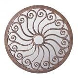 Wall Hanging Mirror Decor with Inner Decorative Frame in Rustic Brown Finish