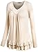 DJT Women's V Neck Long Sleeve Ruched Front T Shirt Blouse Top XX-Large Apricot