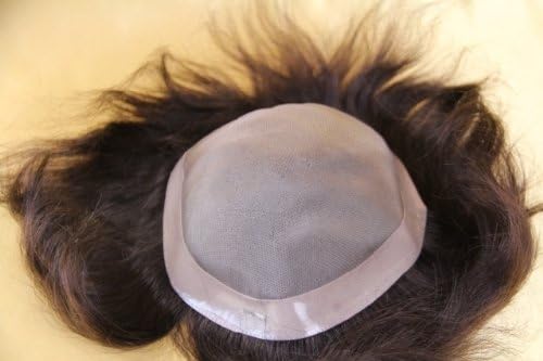 Mens Hairpieces Monofilament Men's Toupee 6" Fine Soft Filipino Remy Human Hair 8"x10" Hairpiece #1