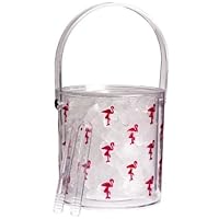 Tropical Pink Flamingo Ice Bucket and Tongs Set
