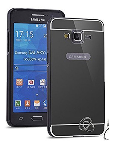 Samsung Galaxy Grand Prime Case,DAMONDY Luxury Metal Air Aluminum Bumper Detachable + Mirror Hard Back Case 2 in 1 cover Ultra-Thin Frame Case For Samsung Galaxy Grand Prime G5308 G530H (Black)