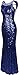 Angel-fashions Women's Round Neck Beading Sequin Backless Slit Party Dress