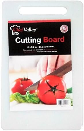 Chef Valley White Deluxe Cutting Board, 15" x 9" Reversible Cutting Surface, Dishwasher Safe