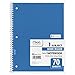 Mead Spiral Notebook 1-Subject, 70-Count, Wide Ruled, COLOR WILL VARY, 4 Pack (72873)