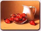 LAMPS BEAUTIFUL Fine Art Glass Cutting Board--Strawberries