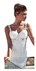 Lace Backless  Mermaid Satin Sweetheart Wedding Party Dress  With Pearls