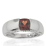 10k White Gold Garnet and Diamond Mom Ring (.01 cttw, I-J Color, I1 Clarity)